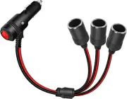 12v 24v 3 Way Cigarette Lighter Splitter Adapter with On Off Switch, Car Ciga...