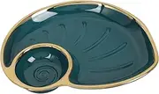 LeoLeoyy Dumpling Plate Sauce Bowl Snail Ceramic Tableware Practical for Home Restaurant (Green)