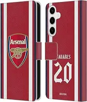 Head Case Designs Officially Licensed Arsenal FC Nuno Tavares 2021/22 Players Home Kit Leather Book Wallet Case Cover Compatible with Samsung Galaxy S24+ 5G