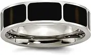[JewelryWeb] Titanium Flat Band Black Enamel-Flat 6mm Polished-Band Ring-Band Style-Ring for Women and Men