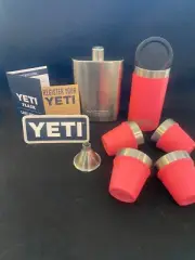 Yeti SS Flask w/ TROPICAL PINK Shot Glasses SOLD OUT - LIMITED RELEASE no box