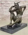 Milo`s Art Deco Erotic Sculpture: Devil Satyr Faun Lust - Conversation Gift