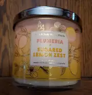 BATH AND BODY WORKS " PLUMERIA + SUGARED LEMON ZEST SCENTED 3 WICK CANDLE