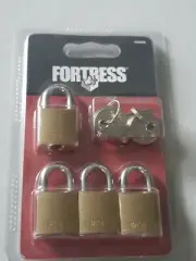FORTRESS MINI PADLOCK SET & KEYS BRASS BODY CASE HARDENED STEEL BNIP