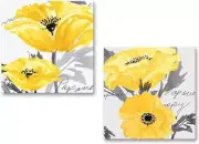 Gray Yellow Flower Floral Canvas Wall Art Modern Prints on Canvas