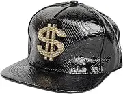 [Generic] Dollar Sign Baseball Hat | Adjustable Rapper Hat |Fashionable Dollar Symbol Hat | Rapper Headwear with Dollar Sign | Women Men Fashionable 80s Hat for Beach, Running, Street Dancing
