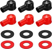 uxcell Battery Terminal Cover, 6 Pcs Battery Terminal Protector Truck Battery Terminal Cover with Washers Black Red L12-22-46mm for Car Accessories Truck Marine Boat