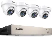 ZOSI 3K Lite 8CH H.265+ Home Security Camera System with AI Wired-4Cam