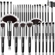 Makeup Brush Set, SOLVE 32 Pieces Professional Makeup Brushes Wooden Handle Cosmetics Brushes Foundation Concealer Powder Face Eye Make up Brushes Kit, Black