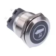 Boat Light (Mirrored)' Blue LED Latching 22mm Vandal Push Button Switch SPDT 12V