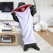 [DJAPWPX] Shark Blanket Soft Flannel Shark Blanket Hoodie Warm Shark Onesie Blanket Shark Sleeping Bag Wearable Cute Shark Blanket Sleeping Bag Machine for Adults Kids Home Camping