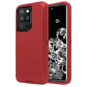 For Samsung Galaxy S20 Ultra Case Drop Resistant Defender Tradies Heavy Duty Rugged Shockproof Tough Cover (Red)