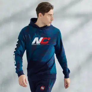 【NAUTICA】男裝 COMPETITION大寫品牌字樣長袖帽T(藍)