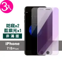 在飛比找momo購物網優惠-iPhone7 8Plus 5.5吋 防藍光防窺玻璃鋼化膜手