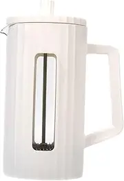 B Baosity French Pressing Coffee Pot Coffee Plunger Milk Foam Frother Heat Resistance Steel Press Espresso Kettle for Travel Camping, White 1000ml
