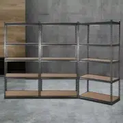 3 PCS Warehouse Shelving Unit 5 Tier Garage Storage Rack Adjustable Shelf Height