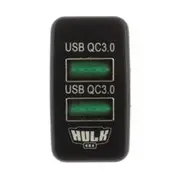 Hulk 4x4 QC3 Dual USB Socket with Green LED Illumination - HU1406G