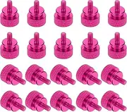 uxcell 20 Pcs 6#32 Knurled Thumb Screw Computer Case Threaded Hand Tighten Screws Aluminum Alloy for PC Case, Rose Red
