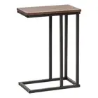 C-Shaped Side Table Sofa Couch End Table Wood Metal TV Tray Narrow Brown