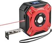 3 in 1 Laser Tape Measure Digital Ranger Finder 16Ft Measuring Tape 131Ft Rechargeable Multi Function Laser Measure Distance/Area/Volume/Pythagorean, Unit Switching, Data Storage Black & Red