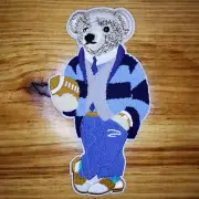 10" chenille iron-on Football Bear patch. No sewing needed!!!