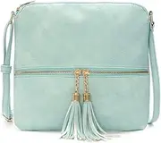 [DukeTea] Medium Crossbody Bags for Women, Tassel Crossover Purse for Teen Girls Handbag Gift