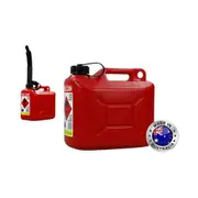 2pk 5L Fuel Can & Flexible Pourer Petrol Kerosene Diesel Jerry Can Container Red