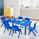 Giantex Kids Table and Chairs Set Children Reading Table & 6 Stackable Chairs