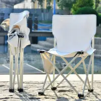 在飛比找momo購物網優惠-【MINE 家居】白色風露營折疊椅 免組裝戶外椅 大款40x