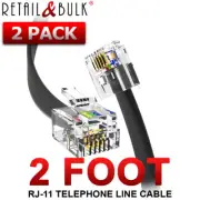 ( 2 Pack ) 2 Foot Short Telephone Cable RJ11 (6P4C) 24 Inches Phone Line Cord