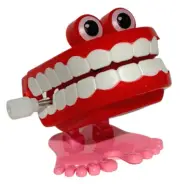 WALKING CHATTERING TEETH Small Wind Up Moving Joke Feet Toy Mouth Eyes Dentures