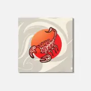 Scorpio Label Animal 4'' X 4'' Square Wooden Coaster