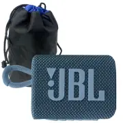 JBL Go 3 Portable Waterproof Wireless Bluetooth Speaker (Blue) with Soft Pouch