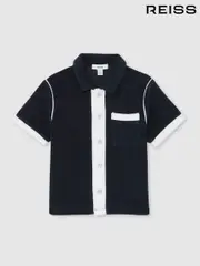 Reiss Blue Multi Micah 13-14 yrs Velour Colour-Block Shirt (F30606) | $80