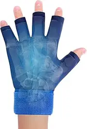 Finger Arthritis Compression Hand Ice Pack Gloves for Pain Relief, Blue Adjustable Wrist Ice Pack for Hot & Cold Therapies, Reusable Ice Glove, Gel Finger Ice Pack Sleeve for Tendinitis, Carpal Tunnel
