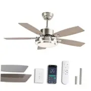 42 Inch Ceiling Fans with Lights and Remote/APP Control, Modern Nickel Ceiling