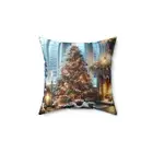 Christmas Morning Square Pillow Cushion, Home Decor - Spun Polyester Pillow,