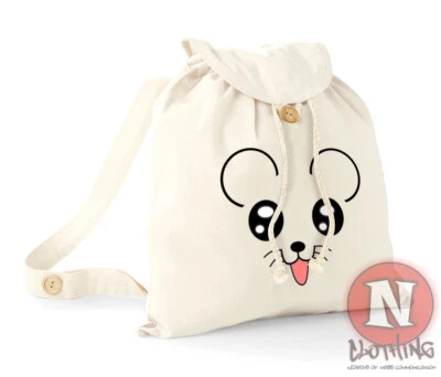 Mouse face backpack cute holiday school college organic cotton day bag