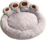 Folpus Paw Shape Dog Bed Pet Self Warming Bed Cozy Snooze Dog Cushion Dog Sleeping Bed for Poodle Small Animal Kitten Pomeranian, Light Gray