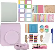 [Generic] Instant Camera Accessories Bundle Kit Replacement for 12 with Camera Bag/Camera Strap/P Album/P Clips/P Frame/S ers/Pen and More Pink