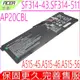 ACER AP20CBL 電池(原裝)宏碁 ASPIRE SF314-43，SF314-511，A515-45，A515-46，A515-56，AV15-51，R5-5500U，N20C12，N20C5，S50-53