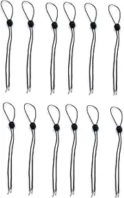 [Generic] 12Pcs Flexible Removable Hat Chin Cord Windproof Chin Strap Hat Accessories with Adjustable Cord Fastener (AU, Alpha, One Size, Black)