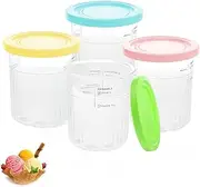 [Nepfaivy] Containers Replacement for Ninja Creami Pints and Lids - 4 Pack, 24oz XL Cups Compatible with NC500 NC501 Series Ice Cream Maker, Creami Deluxe Pint Containers for Ninja - Dishwasher Safe