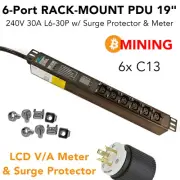 7200W Rack-Mount 19" Server PDU 240V 30A L6-30P 6x C13 Mining - US Texas Seller