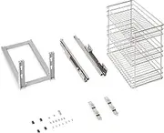 Emuca - Supra Pull-out rack for lower fixing with soft closing, for kitchen modules 300mm, Steel, Chrome plated