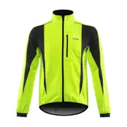 ARSUXEO Winter Warm UP Cycling Jacket Breathable Bike Outerwear Windproof Waterproof Cycling Jacket Green M