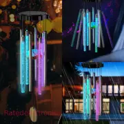 Color Changing Solar Wind Chimes LED Lights Bell Tubes Large Deep Tone Resonant
