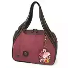 Chala Bowling Tote Large Bag Pleather Stone Burgundy Red Coin Purse New Flamingo