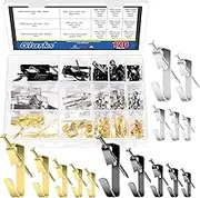 Glarks 120pcs 10lb/20lb/30lb/50lb/100lb Picture Hangers Hooks with Nails Kit, Gold Black Silver Picture Photo Hanging Hooks with Nails, Picture Hanging Kit for Frame, Painting, Art, Photo