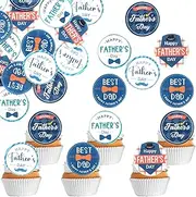 60 Pack Edible Happy Father's Day Cupcake Toppers Love Father Cake Toppers Rice Paper Wafer Paper Cupcake Picks for Best Dad #1 Dad Baby Shower Kids Birthday Cupcake Decorations Style 1